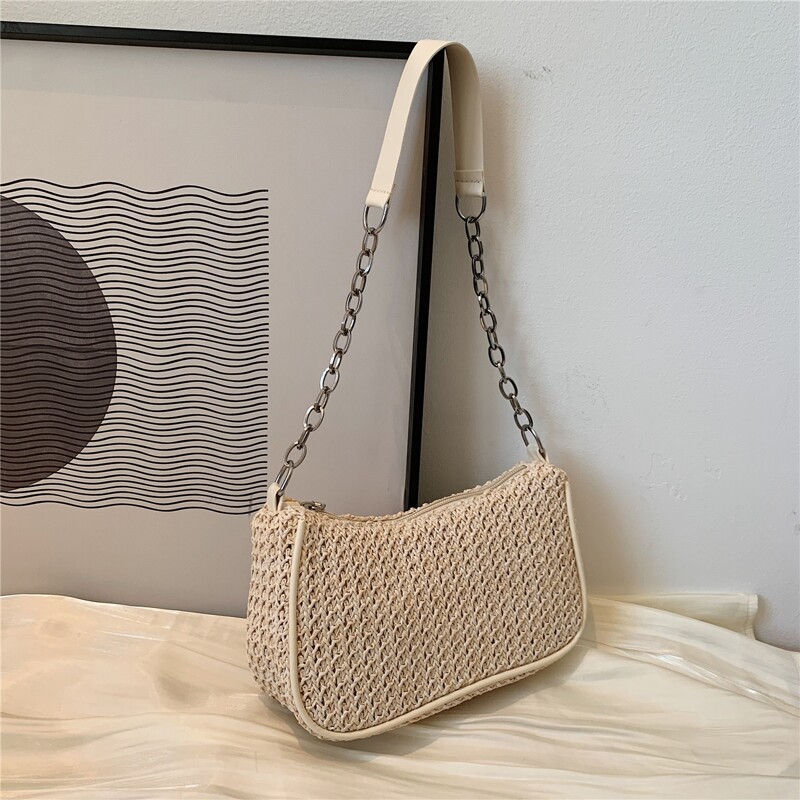 

Woven Baguette Bag, Beige