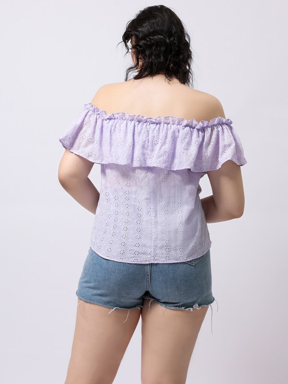 Plus Eyelet Embroidered Bardot Blouse
