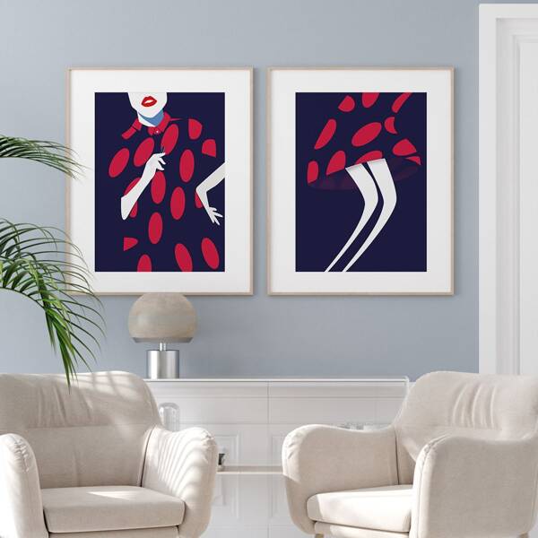 

2pcs Figure Graphic Unframed Painting, Multicolor