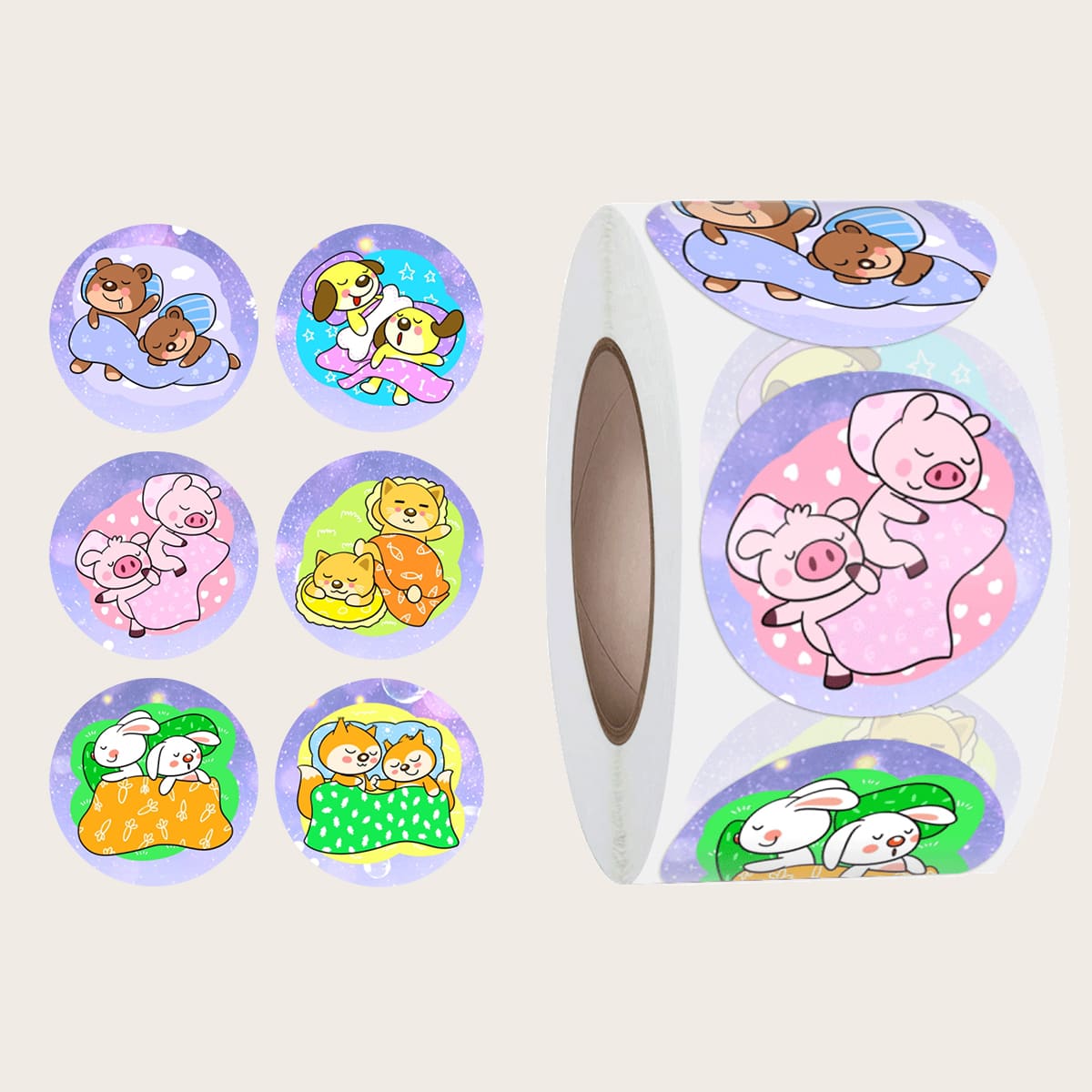 

1roll Cartoon Graphic Sticker, Mauve purple