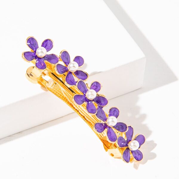 

Flower Decor Hair Clip, Purple