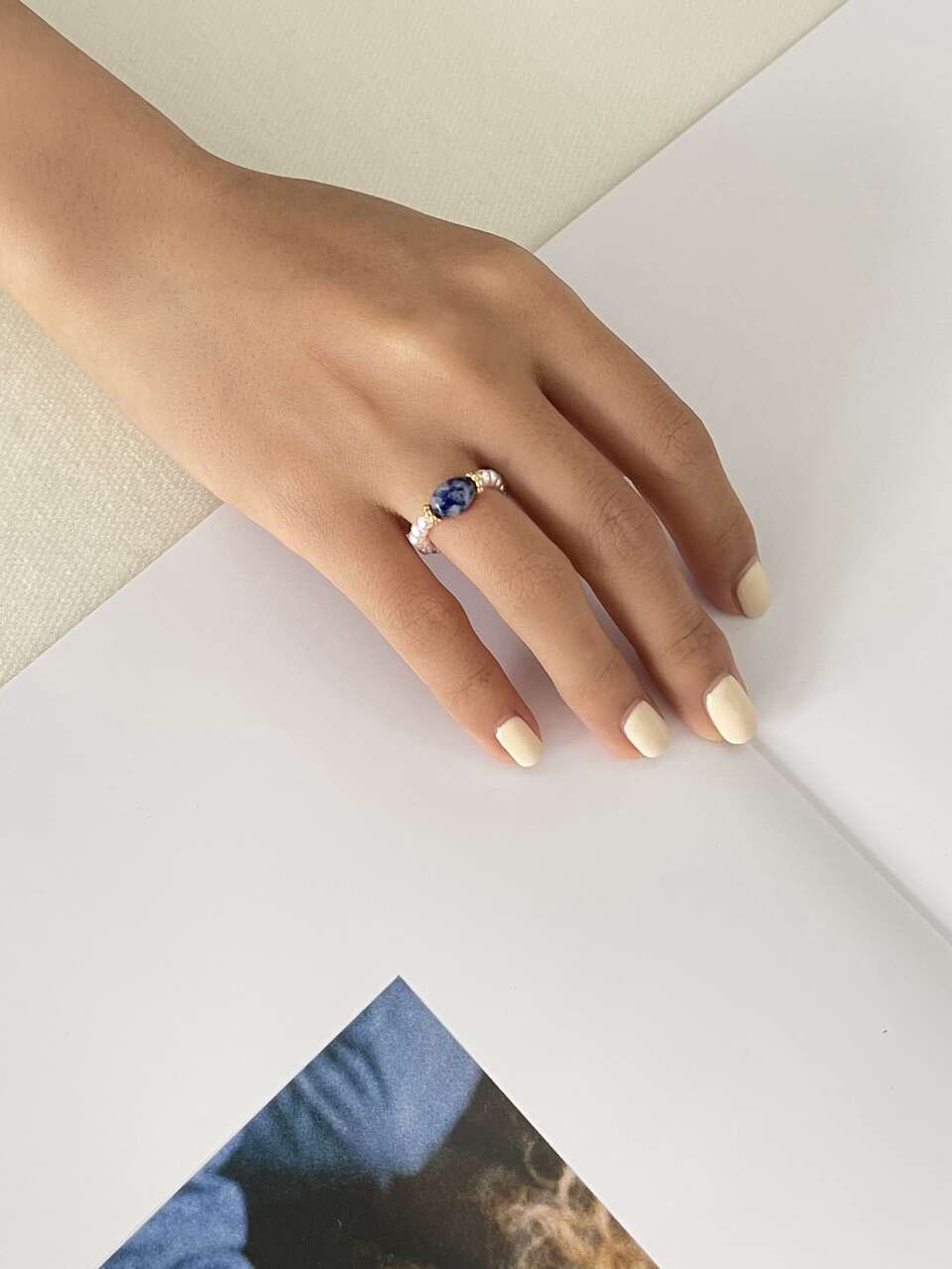 Faux Pearl Beaded Ring