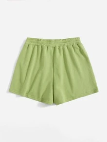 SHEIN Shorts track con estampado de letra - Verde Lima - Ver 2