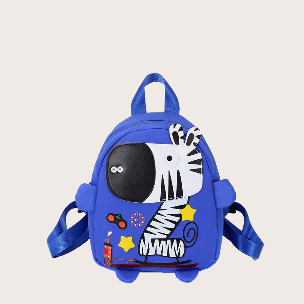 

Cartoon Zebra Print Backpack, Blue