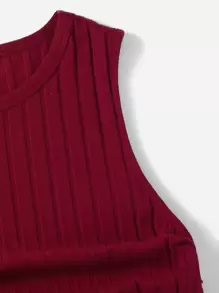 SHEIN EZwear Vestido ajustado con cordón lateral fruncido - Burdeos - Ver 4