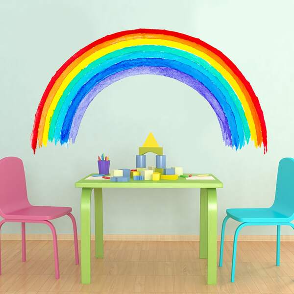 

1set Rainbow Print Wall Sticker, Multicolor