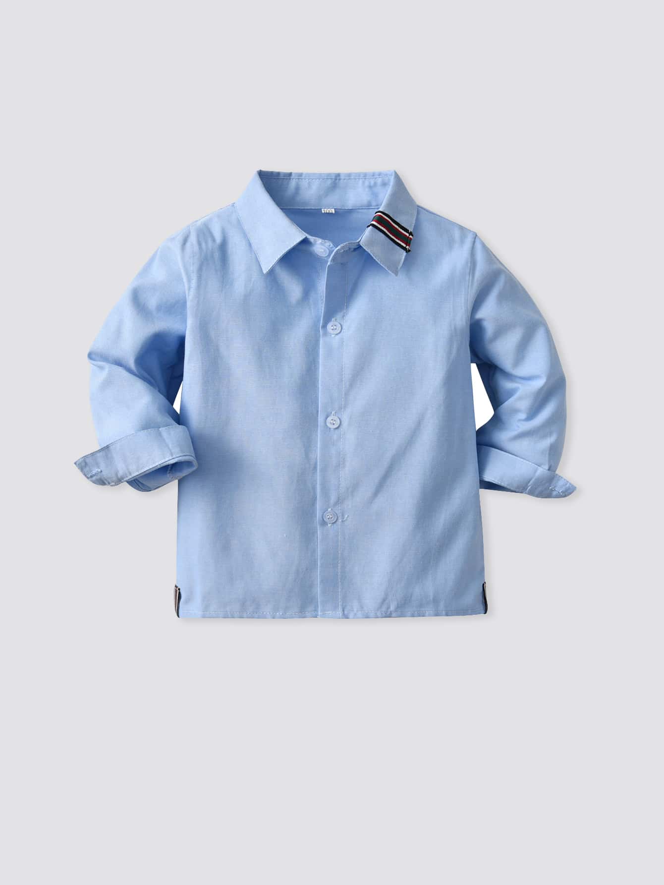 SHEIN 小男童條紋織帶補丁貼襯衫