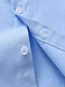 SHEIN 小男童條紋織帶補丁貼襯衫