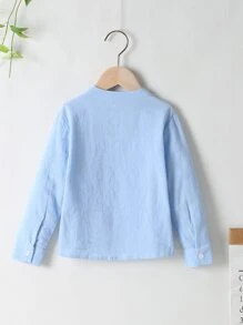 SHEIN 童裝男孩馬繡花襯衫