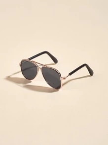 1pair Plastic Pet Sunglasses - Black - View 2