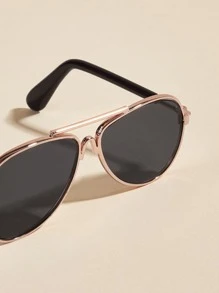 1pair Plastic Pet Sunglasses - Black - View 3