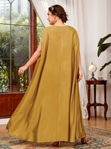 Al Najma Plus Leaf Embroidery Dolman Sleeve Dress
