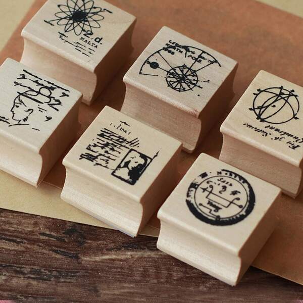 

1pc Random Pattern Wooden Stamp, Multicolor