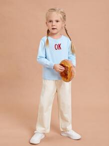 SHEIN 小女童字母圖案套頭毛衣