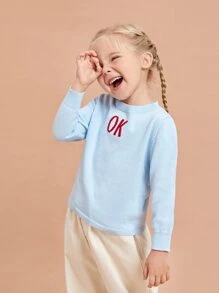 SHEIN 小女童字母圖案套頭毛衣