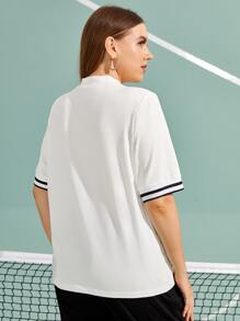 Mulvari Plus Contrast Tape Letter & Wings Embroidery Tee - White - View 2