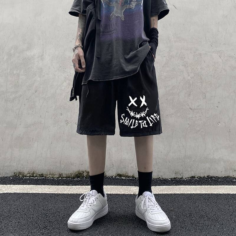 

Guys Letter Graphic Shorts, Black