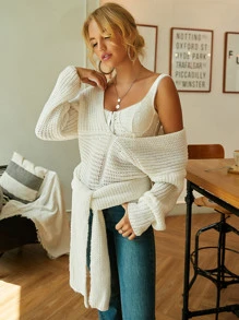 Aveloria Tie Front Criss Cross Wrap Jumper - White - View 3