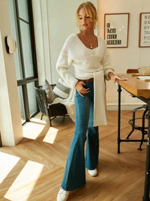 Aveloria Tie Front Criss Cross Wrap Jumper - White - View 6