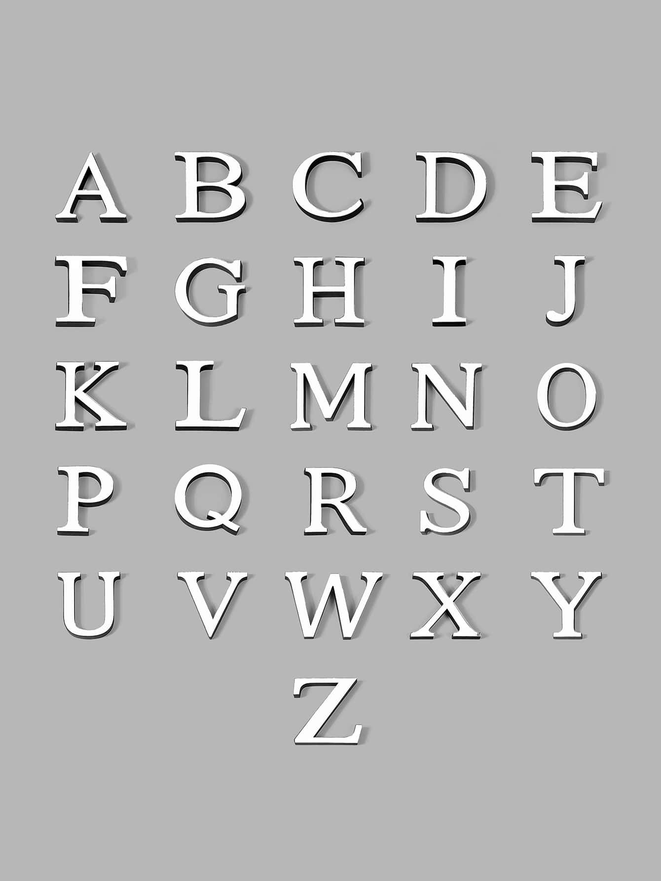 1 cái bảng chữ cái có hình dạng bảng chữ cái bề mặt gương dán tường - trắng - Xem 1