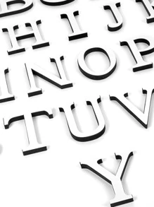 1 cái bảng chữ cái có hình dạng bảng chữ cái bề mặt gương dán tường - trắng - Xem 5