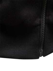 Manfinity Homme Men Letter Graphic Zip Up Hooded Sweatshirt, Zipper Long Sleeve Hoodie, For Friends, Husband, Boyfriend Gifts - Black - View 3