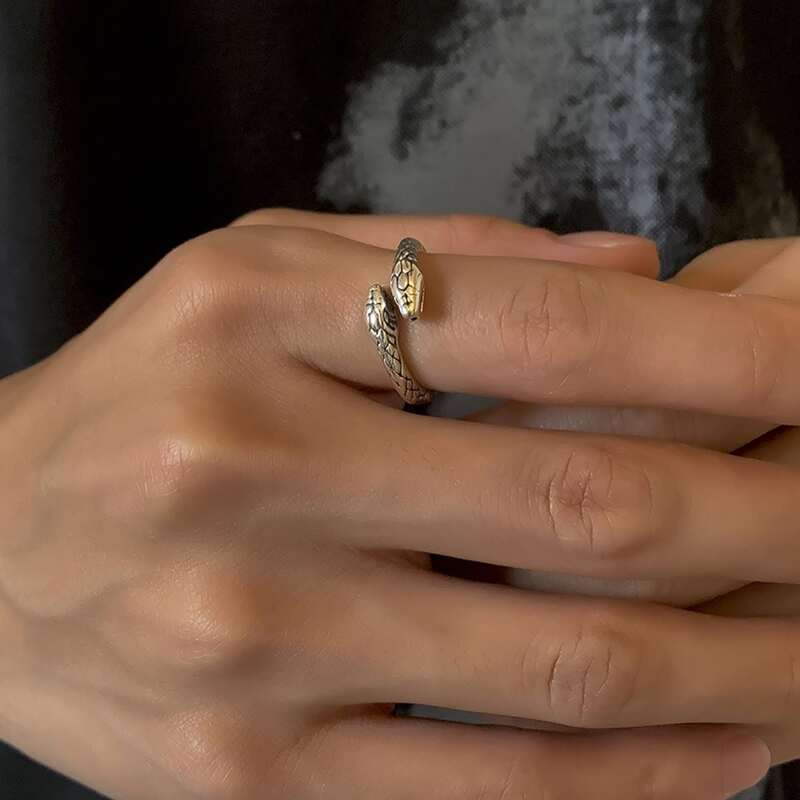 

Guys Snake Design Ring, Antique silver