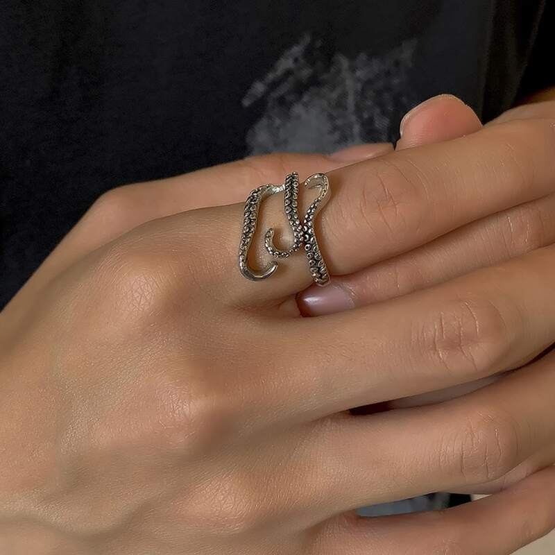 

Guys Octopus Design Ring, Antique silver