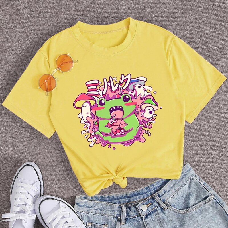 

Cartoon & Japanese Graphic Tee, Yellow