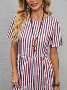 Striped Midi Smock Dress - Multicolor - View 5