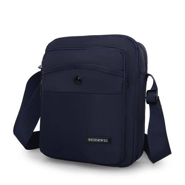 

Men Minimalist Letter Patch Pocket Front Crossbody Bag, Blue