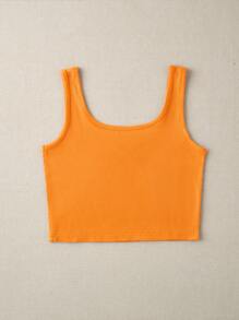 SHEIN Unity Rib-knit Crop Tank Top - Orange - View 2