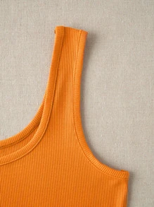 SHEIN Unity Rib-knit Crop Tank Top - Orange - View 3
