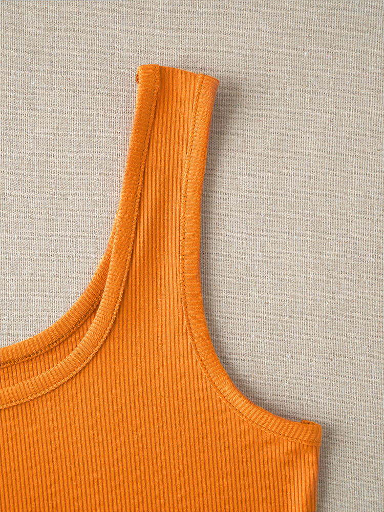 SHEIN Unity Rib-knit Crop Tank Top - Orange - View 3