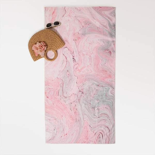 

Marble Print Beach Blanket, Multicolor