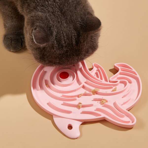 

Dolphin Shaped Slow Food Pet Bowl, Pink