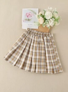 Girls Tartan Pleated Skirt - Multicolor - View 2