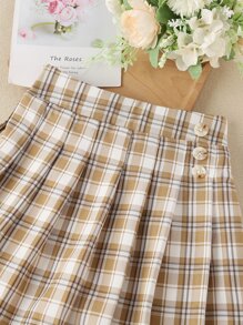 Girls Tartan Pleated Skirt - Multicolor - View 4