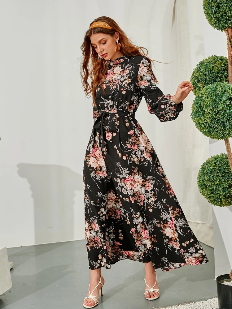Floral maxi dress shein store