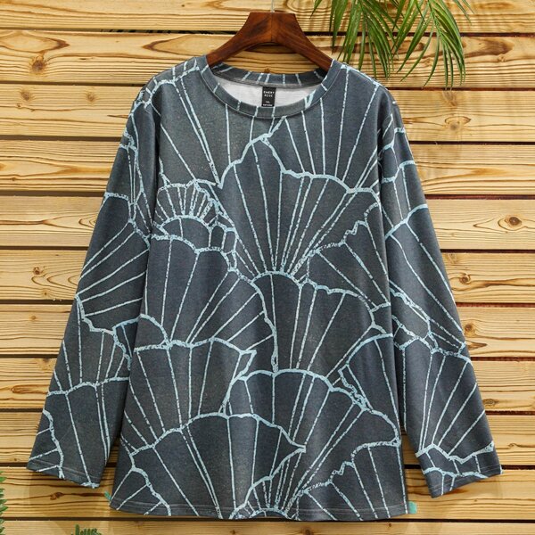 

Plus Allover Print Long Sleeve Tee, Grey
