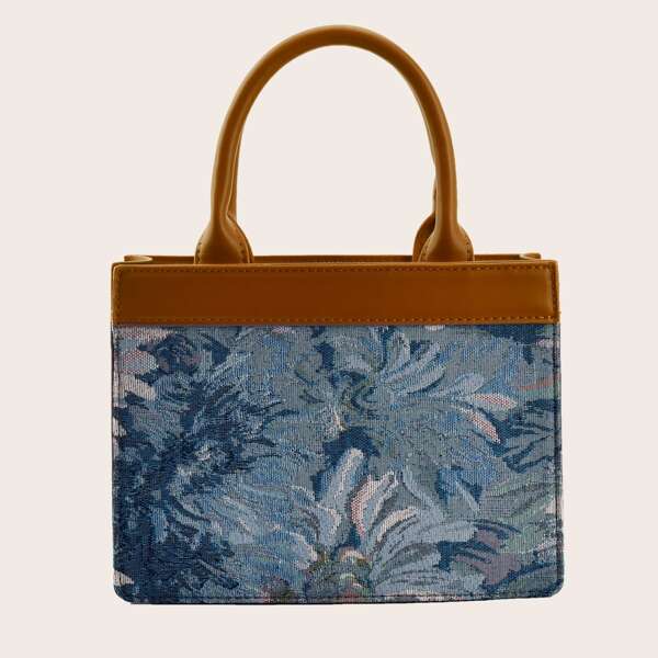

Colorblock Painting Design Satchel Bag, Blue