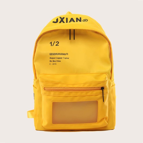 

Letter Graphic Pocket Front Backpack, Yellow