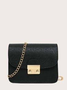 Túi chuỗi vuông mặt phẳng tối giản - màu đen - Xem 1