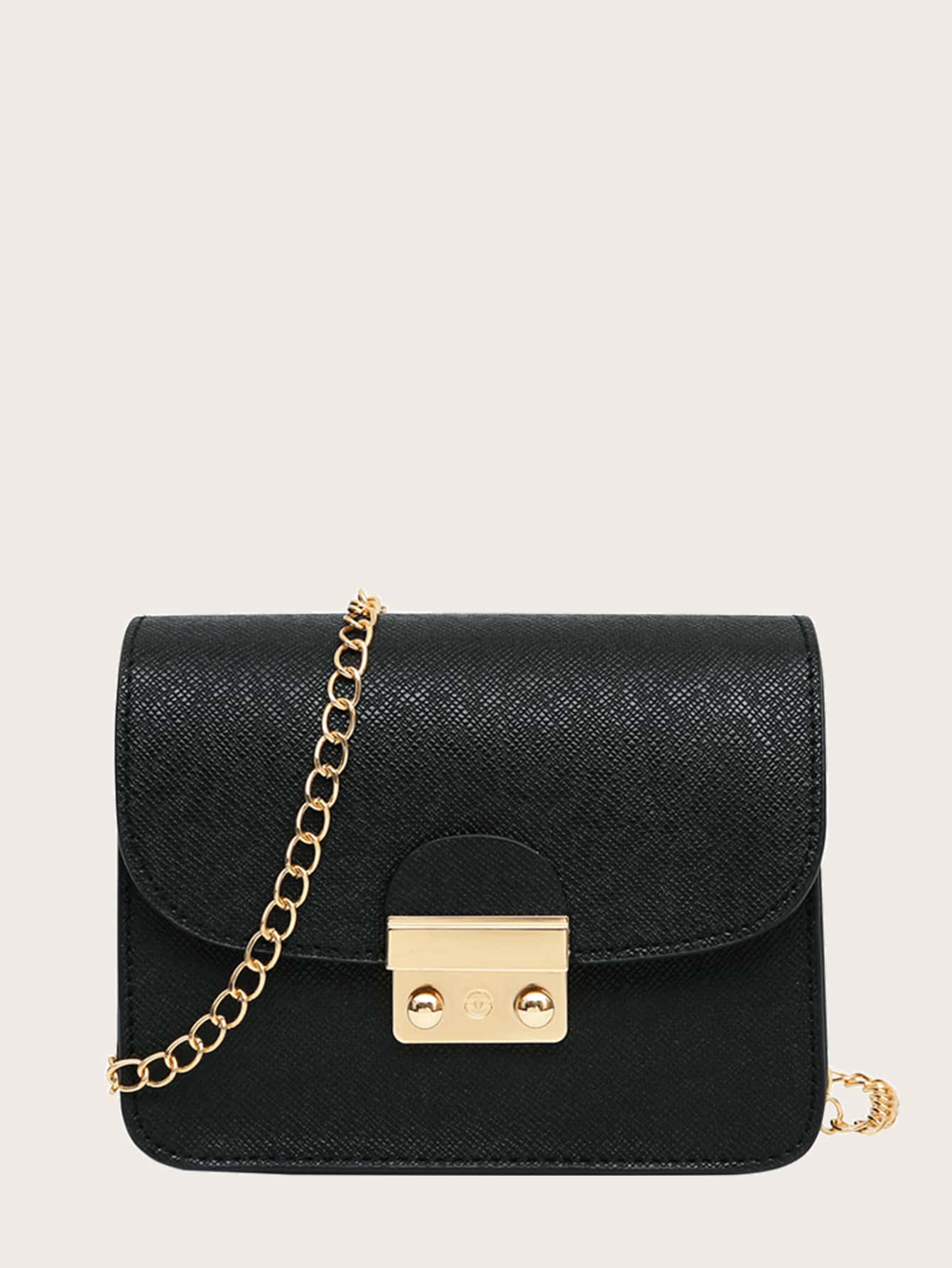 Túi chuỗi vuông mặt phẳng tối giản - màu đen - Xem 1