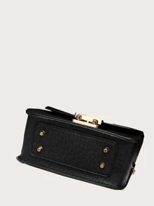 Túi chuỗi vuông mặt phẳng tối giản - màu đen - Xem 6