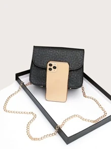 Túi chuỗi vuông mặt phẳng tối giản - màu đen - Xem 7