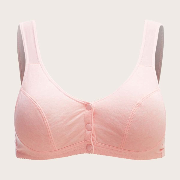 

Plus Button Front Bralette, Baby pink