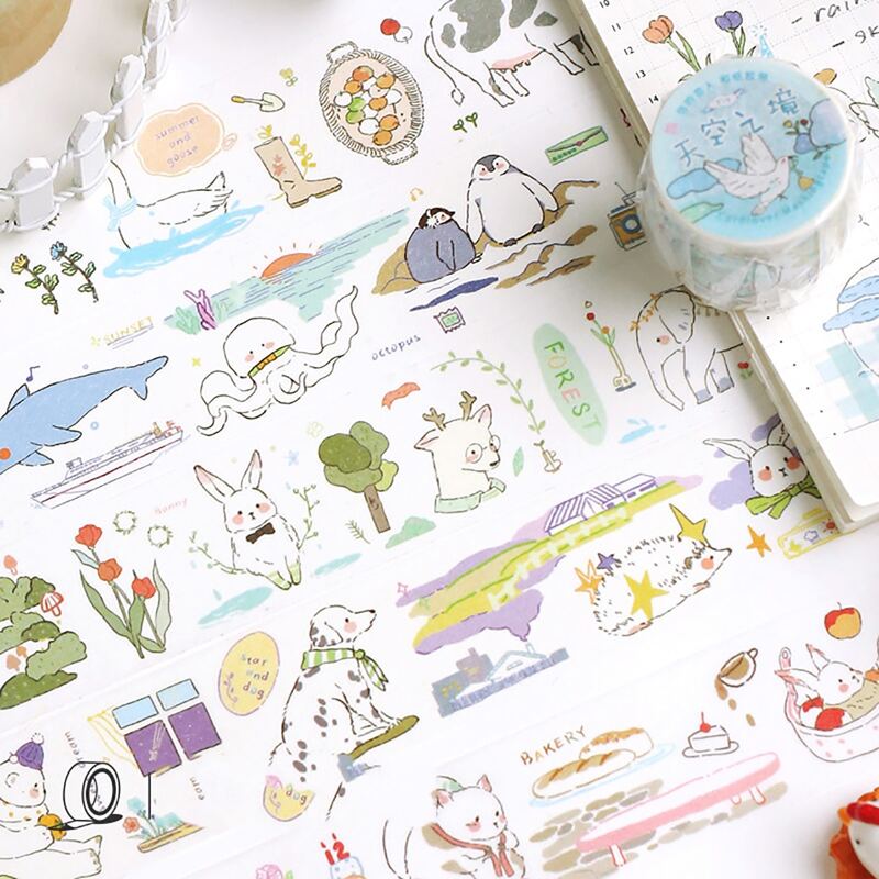 

1roll Cartoon Graphic Random Washi Tape, Multicolor