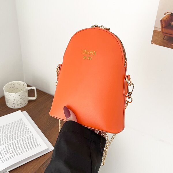 

Minimalist Letter Graphic Chain Bag, Orange