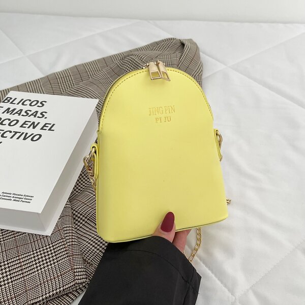 

Minimalist Letter Graphic Chain Bag, Yellow